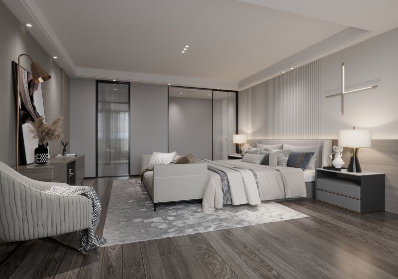 Contemporary Wood Floors in Bedroom