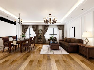 Finished Wood Floor in Living Room